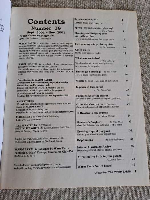 Warm Earth: Organic Growing - Healthy Living 2001 (5 magazines)