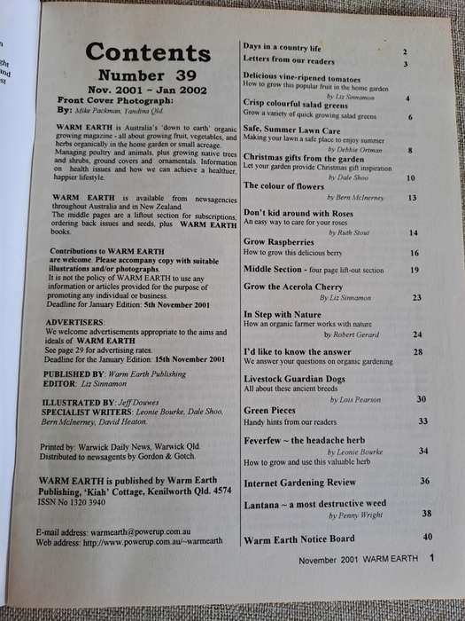 Warm Earth: Organic Growing - Healthy Living 2001 (5 magazines)