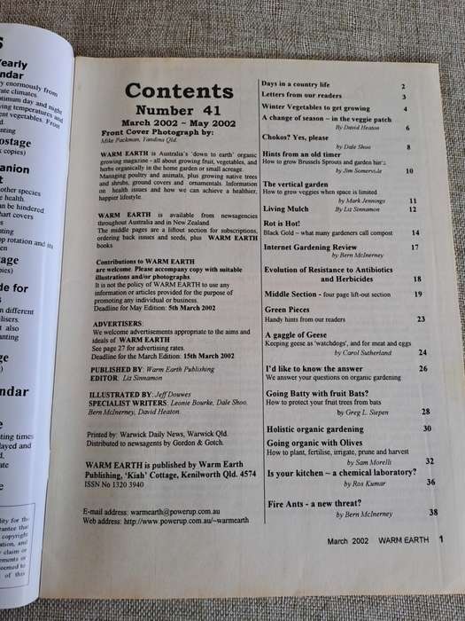 Warm Earth: Organic Growing - Healthy Living 2002 (3 magazines)