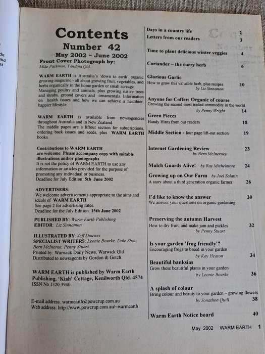 Warm Earth: Organic Growing - Healthy Living 2002 (3 magazines)