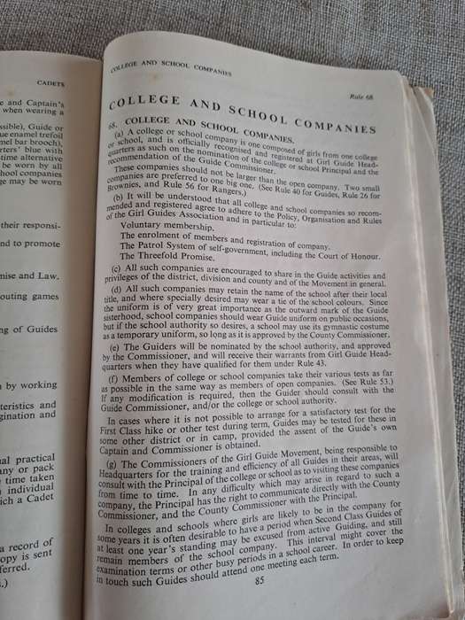 The Girl Guides, Policy Organisation Rules 1939 & 1943