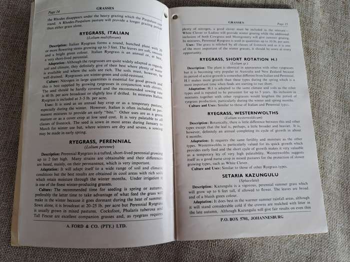 Ford`s Manual 1953 Grasses, Clovers, Legumes, Forage Crops, Bacterias - A.E. Hopson