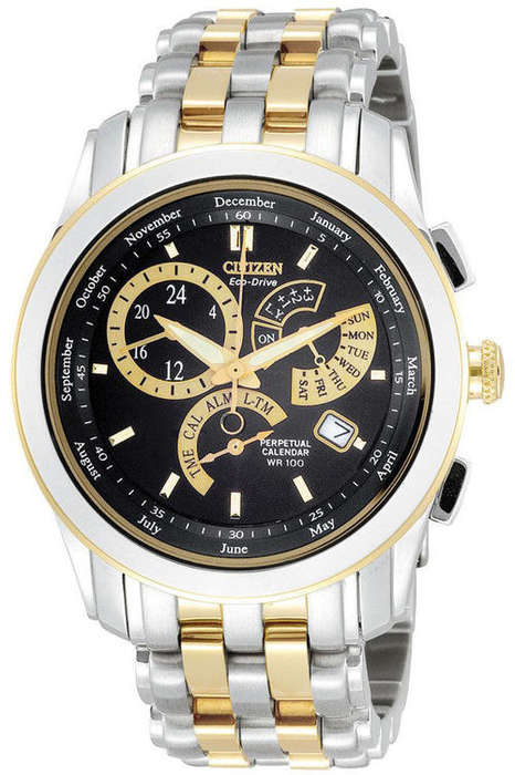Top Class! CITIZEN ECO-DRIVE PERPETUAL CALENDAR CALIBRE B700 TW0-TONES STAINLESS STEEL CHRONOGRAPH