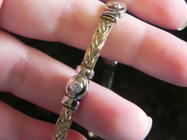 Vintage 9ct White & Yellow Gold Tennis Bracelet with Diamonds