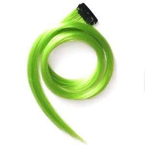Neon green clip in hair extensions one piece