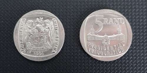 R5 South African Presidential Inauguration Coin 1994 x2
