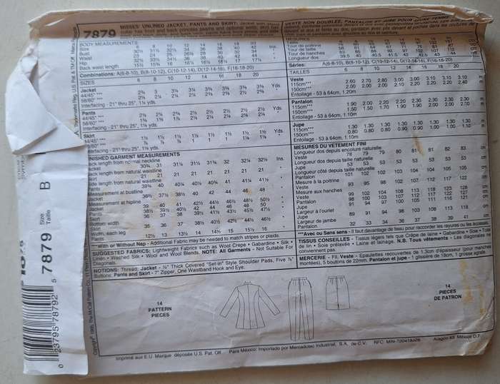 McCall`s #7879 size B (8,10,12)