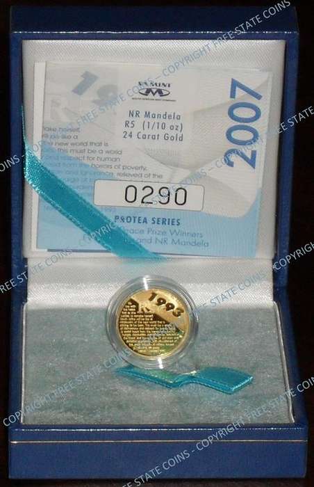 2007 Protea Series Proof 1/10oz Gold Coin - Nelson Mandela Speech
