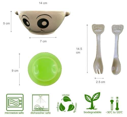 Rice Husk Kid`s Suction Bowl Set (4 Piece)