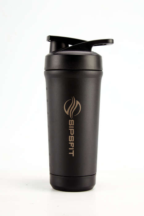 {Marked Down} Stainless Steel Shaker Bottle with Agitator built-in Bottom - 800ml - Black/White
