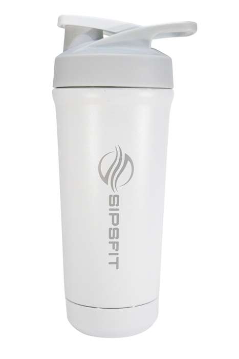 {Marked Down} Stainless Steel Shaker Bottle with Agitator built-in Bottom - 800ml - Black/White