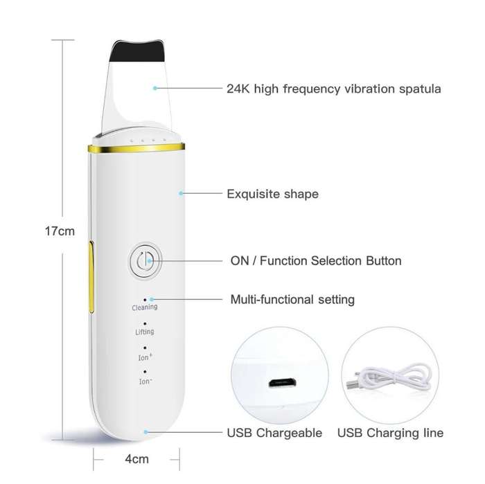 Ultrasonic Facial Scrubber Spatula for Deep Cleansing