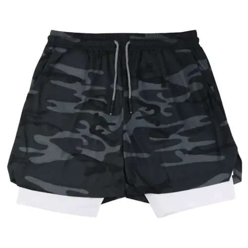 Men s 2 in 1 Running/Workout Shorts with Pockets Quick Dry - L