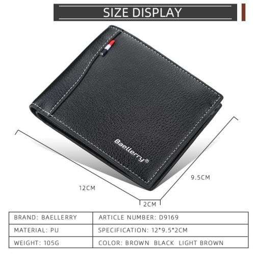 Baellerry - Wallets For Men PU Leather Bi-Fold Wallet and Card Knife - D9169Paris - Light Brown
