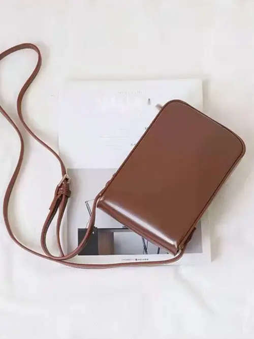 Sling Bag Crossbody Flap Shoulder Purse Phone Bag Handbag Minimalist -  Chocolate Brown