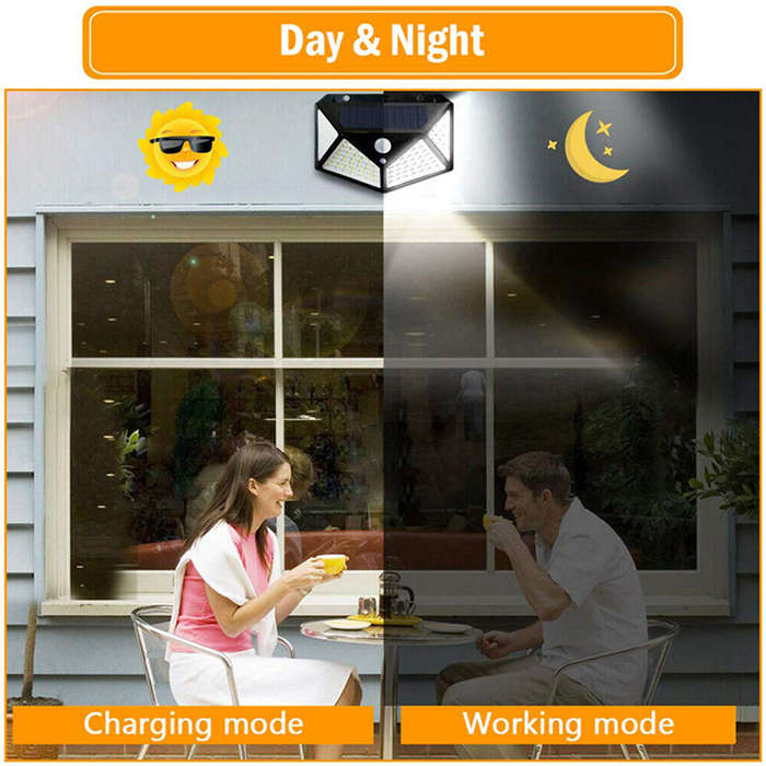 Mini 100 LED Outdoor Solar Wall Light PIR Motion Sensor Garden Security Light