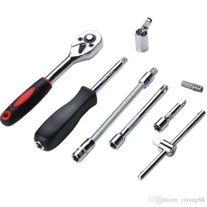 Convenient, Practical And Multi-Functional 46-Piece 1/4-Inch Socket Set Car Repair Tools Ratchet Wre