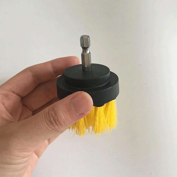 Quickly Clean Car Bathroom Wooden Doors With The Convenient Use Of The Drill Brush Attachment Kit An