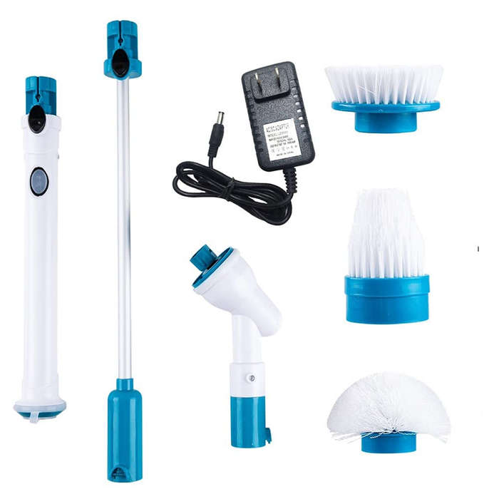 Multifunctional Cordless Tub And Tile Scrubber With 4 Replaceable Cleaning Brushes