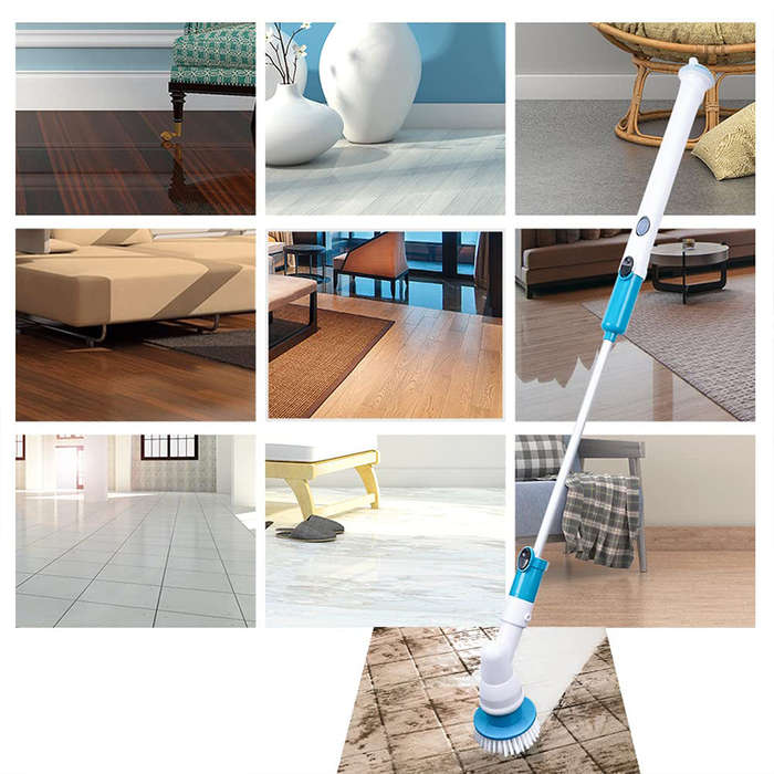 Multifunctional Cordless Tub And Tile Scrubber With 4 Replaceable Cleaning Brushes