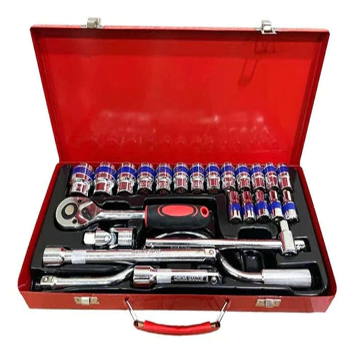 25Pcs Portable Car Repair Maintenance Mechanical Socket Wrench Hand Tool Kit