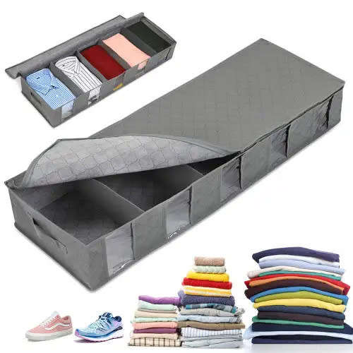 Foldable Under-Bed Storage Bag Under-Bed Clothing Container Gray Dust-Proof Storage Box