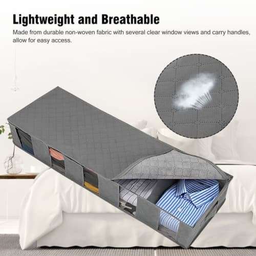 Foldable Under-Bed Storage Bag Under-Bed Clothing Container Gray Dust-Proof Storage Box