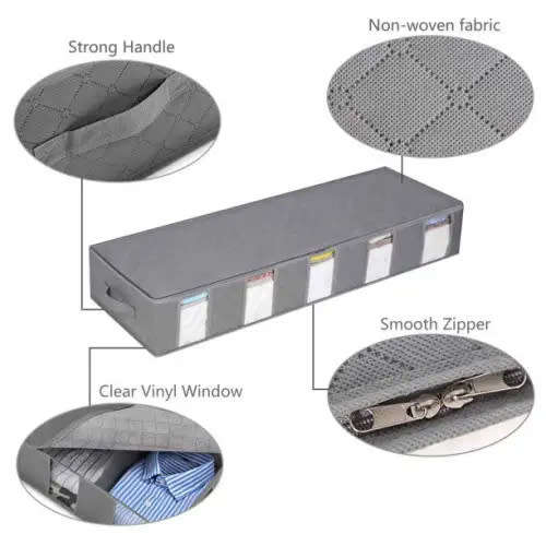 Foldable Under-Bed Storage Bag Under-Bed Clothing Container Gray Dust-Proof Storage Box