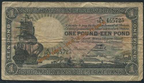 POSTMUS ONE POUND BANKNOTE DATED - 15/9/1944