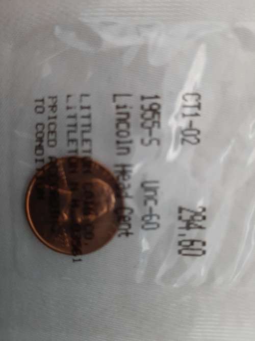 1955-S US Lincoln Head 1c UNC60