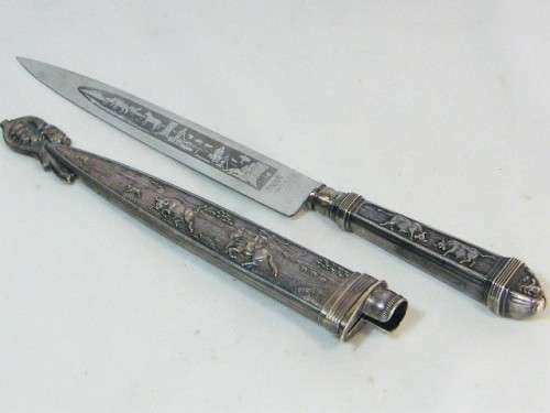 Vintage Inox gaucho knife with silverplated handle & sheath - beautiful knife - as per photo
