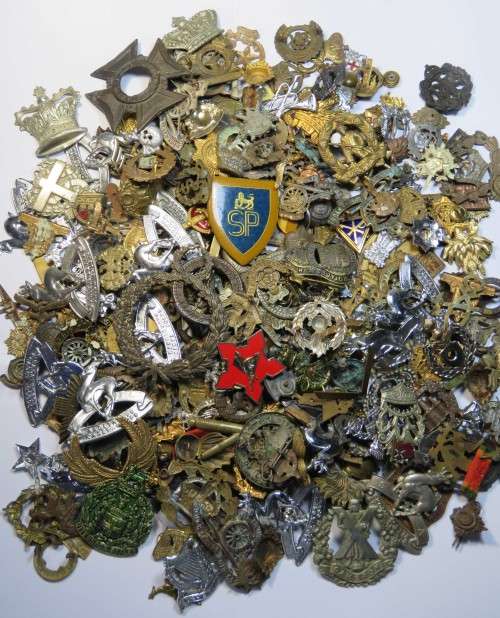 Large lot with hundreds of military badges and other items- Over 350 - Sold as lot - See description
