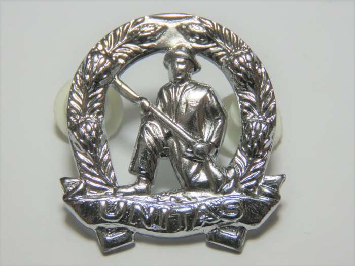 South African commando collar badge - left hand side - chromed - also worn as beret badge