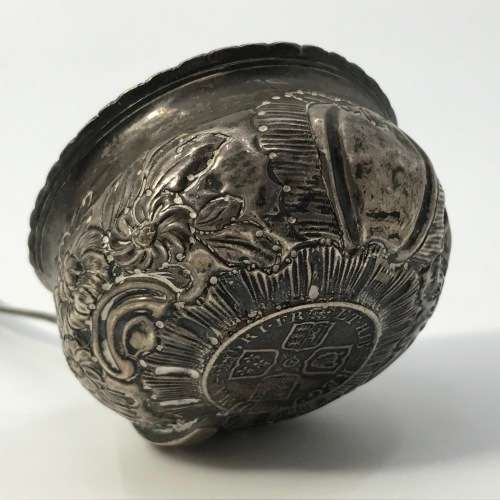 Early 1700`s Silver Wine Tasting Ladle with 1711 Silver Coin - VERY UNUSUAL and SCARCE - 38cm