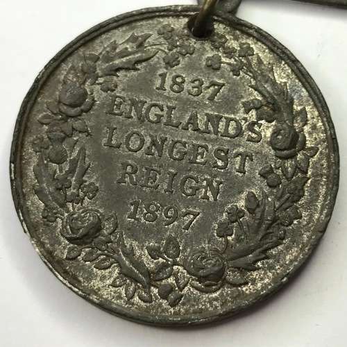 1897 Pewter - Englands`s largest Reign ( 60 years ) Victoria Medallion
