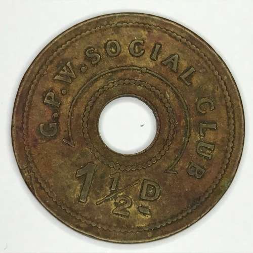 G.P.W. Social Club 1 and a half token