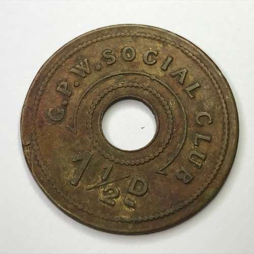 G.P.W. Social Club 1 and a half token