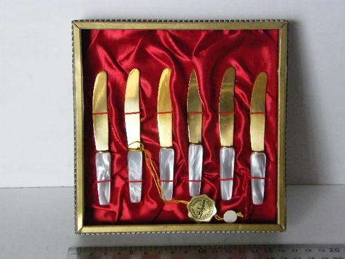 Set of Vintage Solingen 22 carat gold plated butter knifes