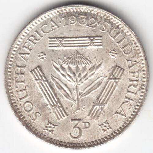1932 Tickey 3d Uncirculated - as per photo