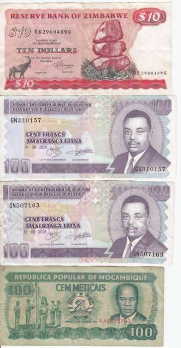 Lot of 10 Old African Banknotes -as per photo