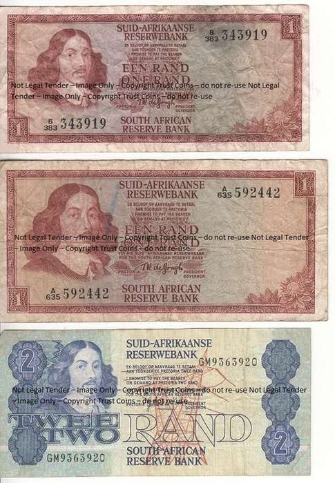 Lot of 6 Old SA Banknotes - as per photo