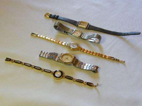 Lot of 5 vintage ladies watches for spares - not working - as per photo