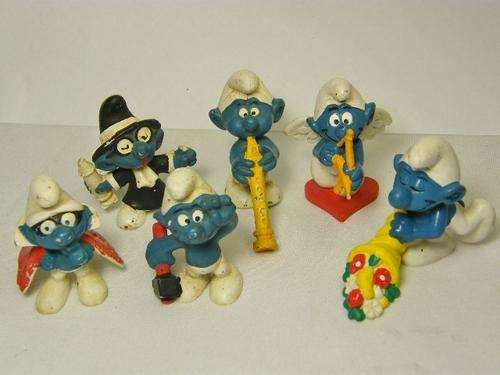 Lot of 6 Smurfs - vintage - Peyo West Germany - as per photo