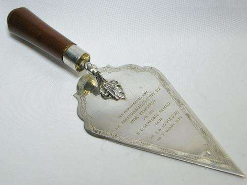 Sterling silver trowel for the foundation stone laying ceremony of Dutch Reformed Church Reivilo