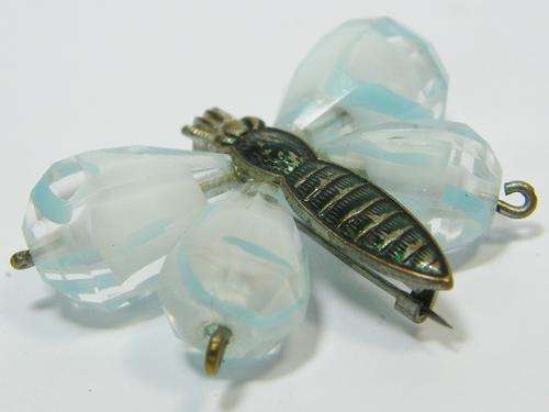Vintage butterfly shaped bead brooch - as per photo