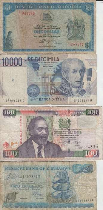 Lot of 10 world banknotes - as per photo
