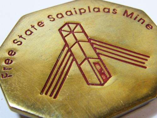 Free State Saaiplaas Mine belt buckle - as per photo