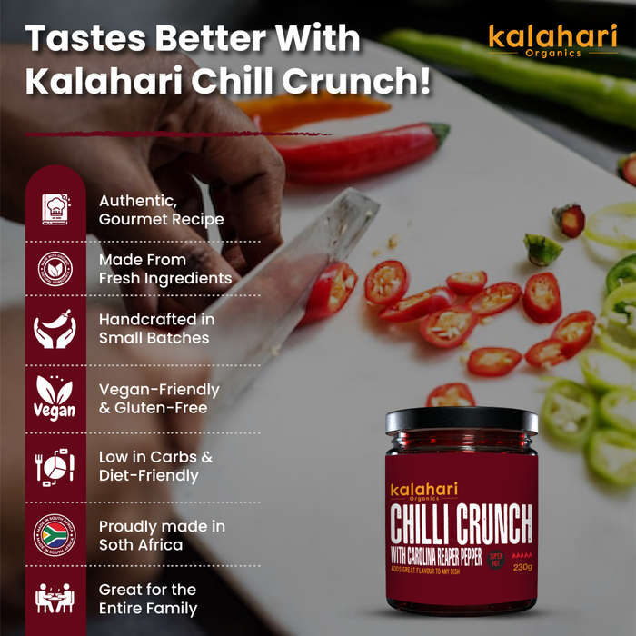 Kalahari organicsCarolina Reaper Chilli Crunch Oil -230g
