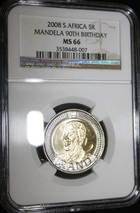 2008 Mandela 90th Birthday R5 - NGC Graded - MS66 - R1 START
