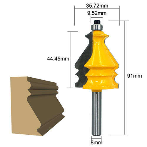 #5 8mm Shank Architectural Cemented Carbide Molding Handrail Router Bit